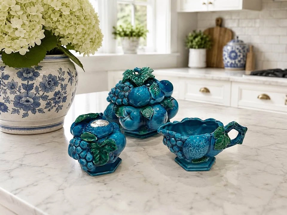 Inarco Mood Indigo Footed Canister & Covered Sugar & Creamer