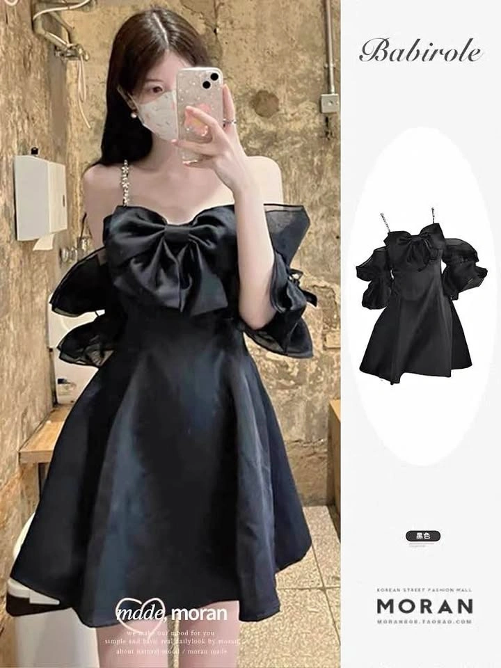 Black Bow Mini Dress