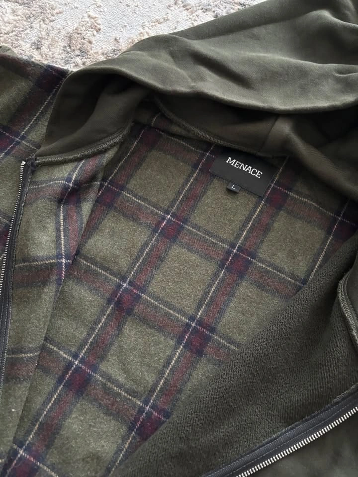 Menace Split Plaid Zip Up Hoodie - photo 4