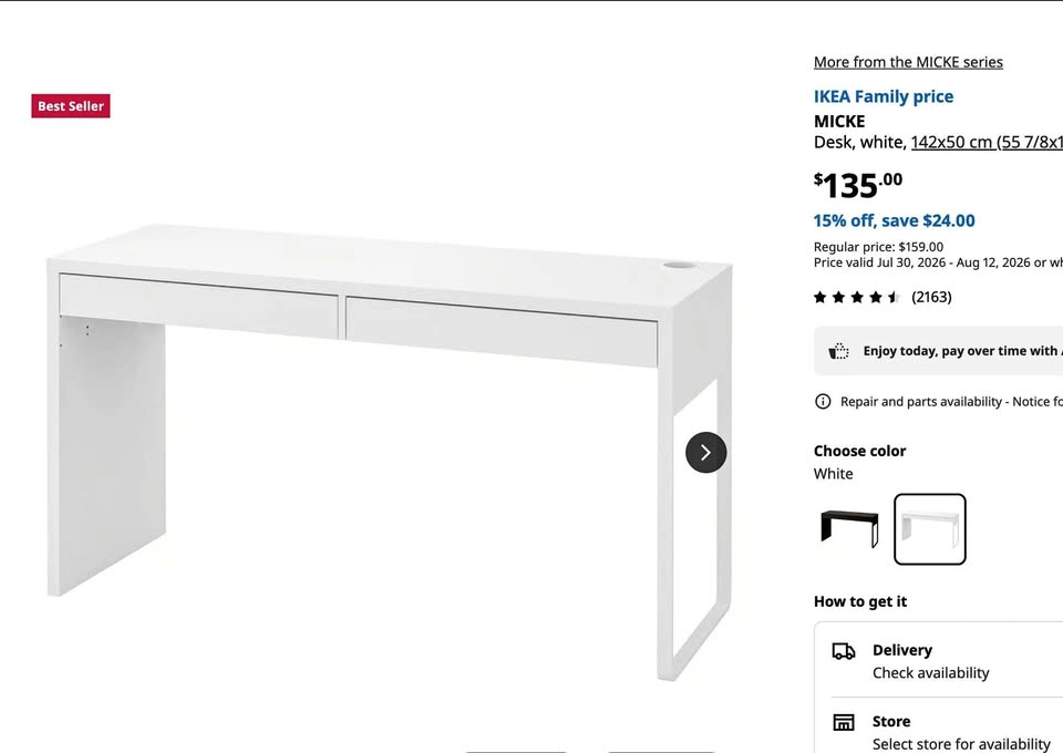 Ikea white desk