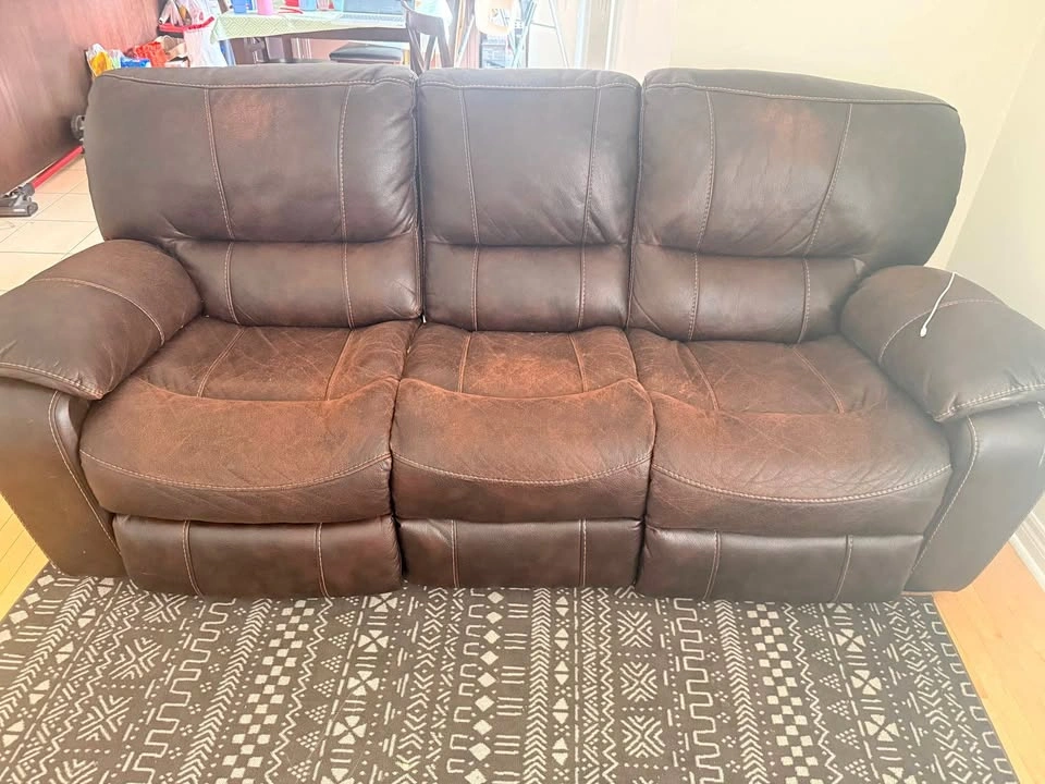 Brown Leather Electric Reclining Sofa