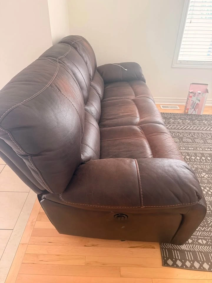 Brown Leather Electric Reclining Sofa - photo 2