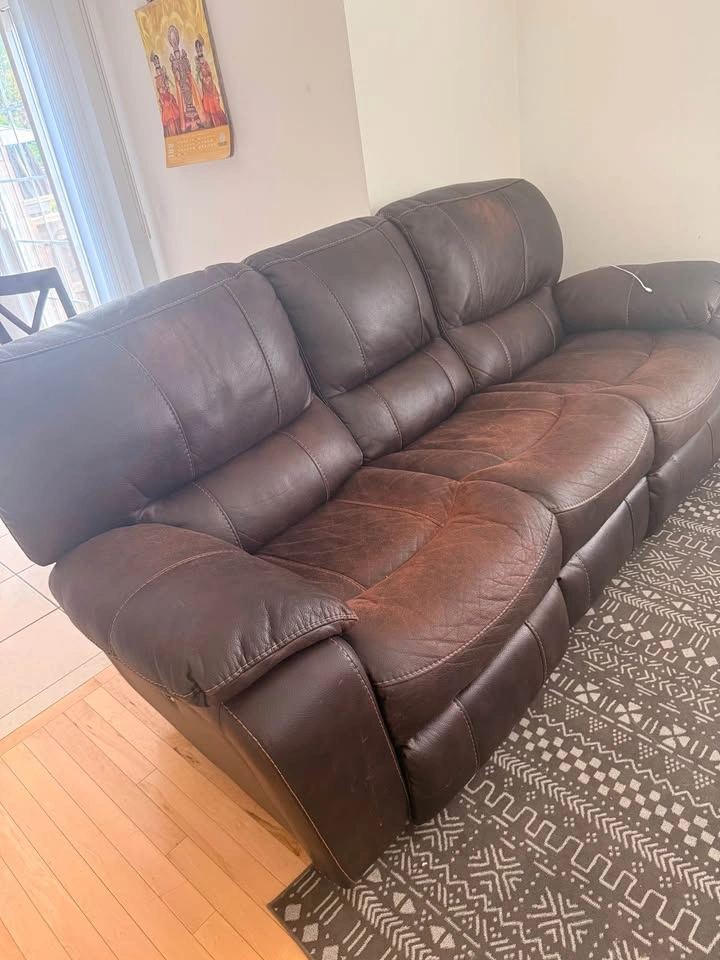 Brown Leather Electric Reclining Sofa - photo 3