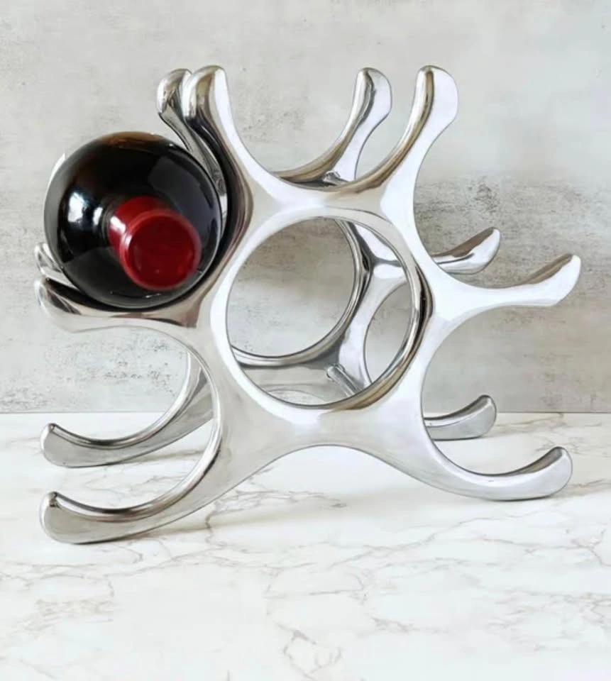 Vintage Polished MCM Aluminum 6 Bottle Wine Rack - photo 2
