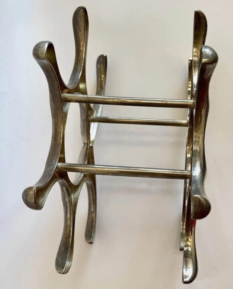 Vintage Polished MCM Aluminum 6 Bottle Wine Rack - photo 3