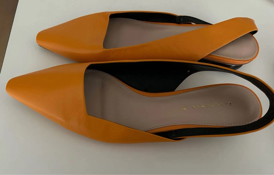 Zara Woman Orange Slingback Pointed Toe Flats Size 38 - photo 2