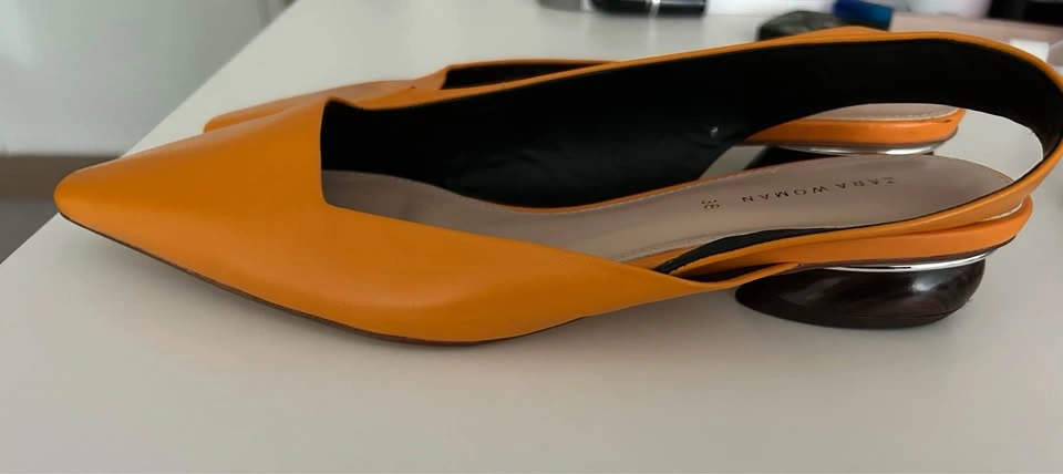 Zara Woman Orange Slingback Pointed Toe Flats Size 38 - photo 3