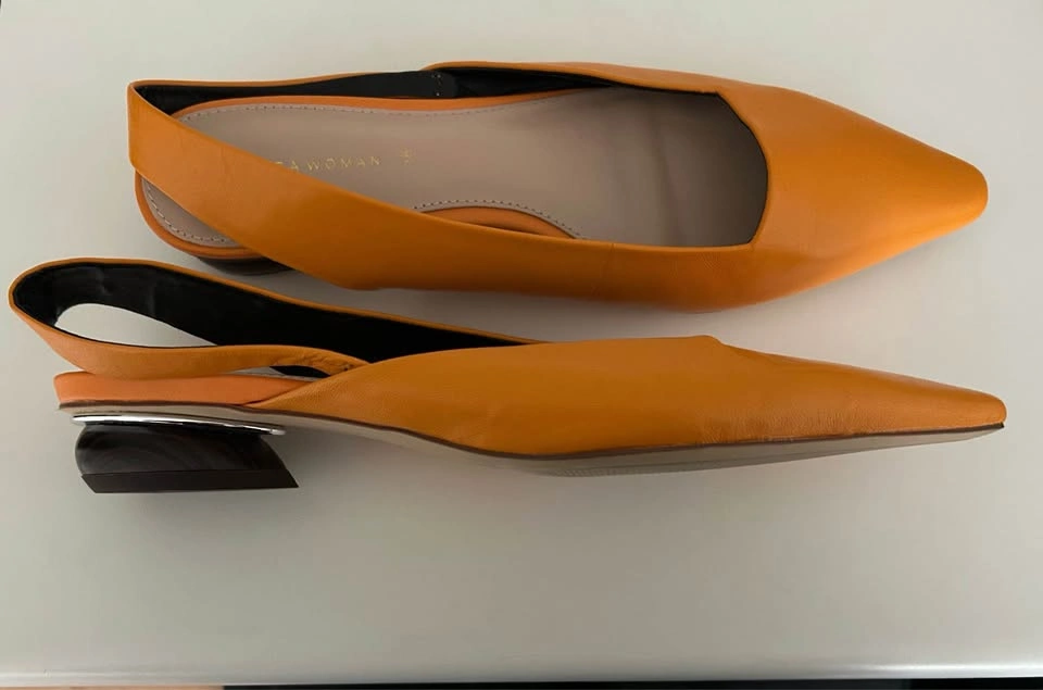 Zara Woman Orange Slingback Pointed Toe Flats Size 38 - photo 5