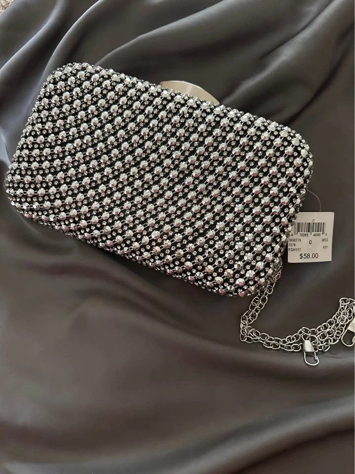 LAURA Rhinestone Embellished Evening Clutch with Chain Strap - photo 4