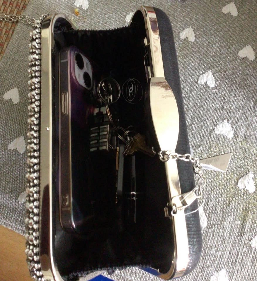 LAURA Rhinestone Embellished Evening Clutch with Chain Strap - photo 5