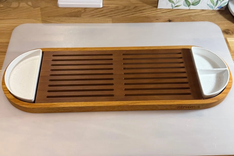 New Solid Wood Serving Tray & Charcuterie Board with Ceramic Dis - photo 2