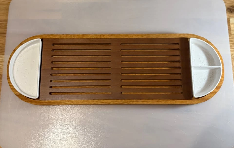 New Solid Wood Serving Tray & Charcuterie Board with Ceramic Dis - photo 3