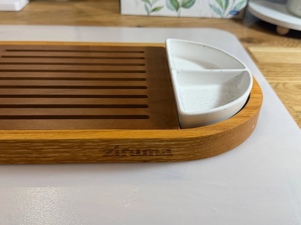 New Solid Wood Serving Tray & Charcuterie Board with Ceramic Dis - photo 4