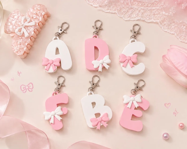 Cute Bow Letter Keychain Custom Initial Charms