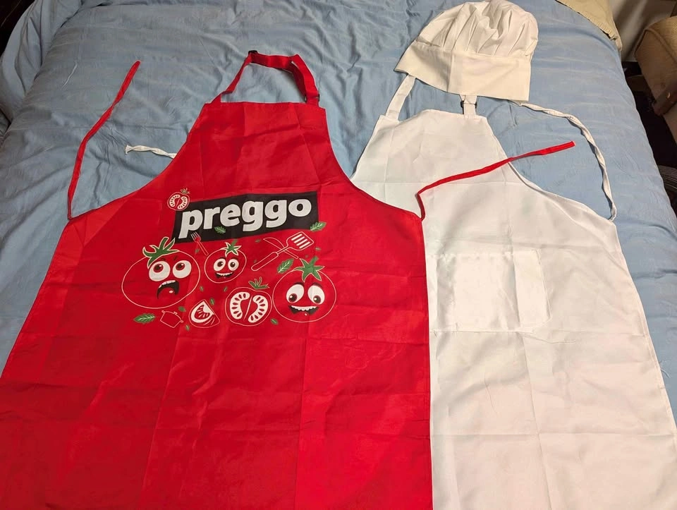 Maternity Halloween couple costume Preggo Chef Apron and Hat Set