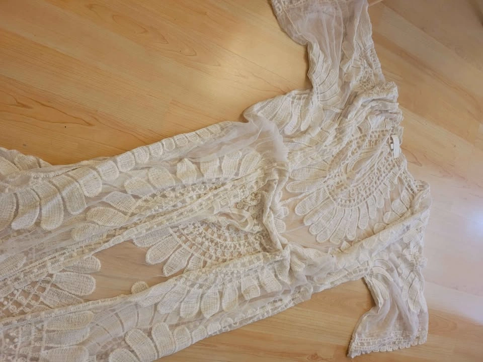 White Lace Maxi Kimono Size S - photo 4