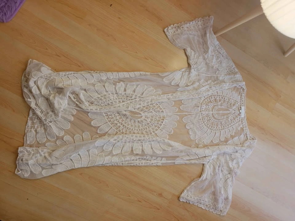 White Lace Maxi Kimono Size S - photo 5
