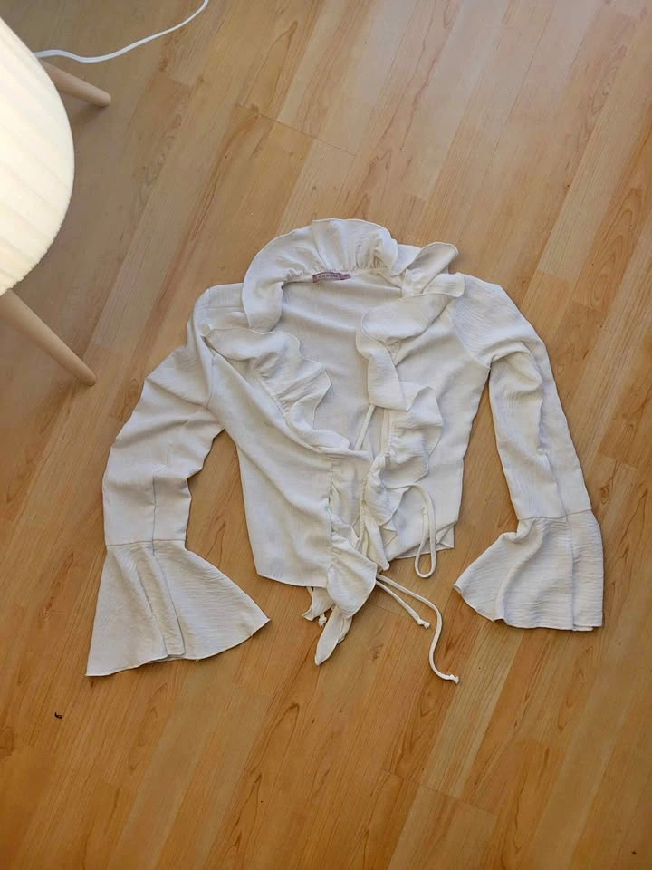 Skylar Rose White Ruffle Bell Sleeve Top
