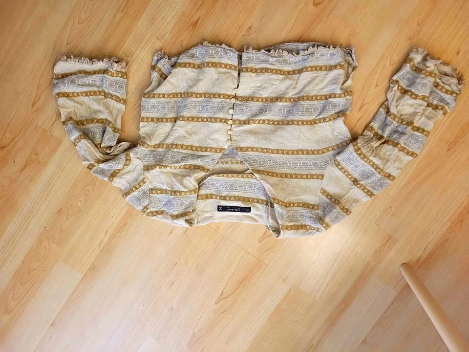 Zara Basic Striped Boho Crop Top Size M