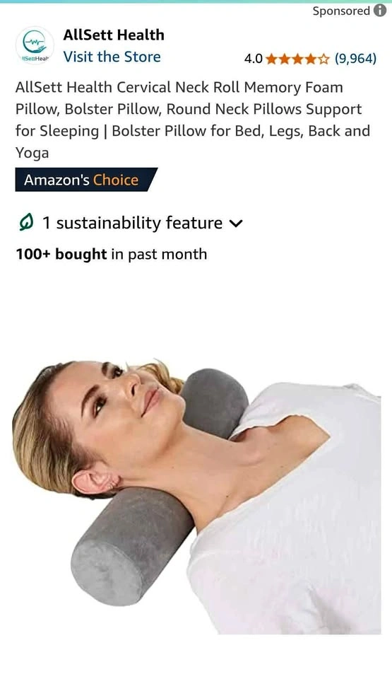 Neck Roll Memory Foam Pillow