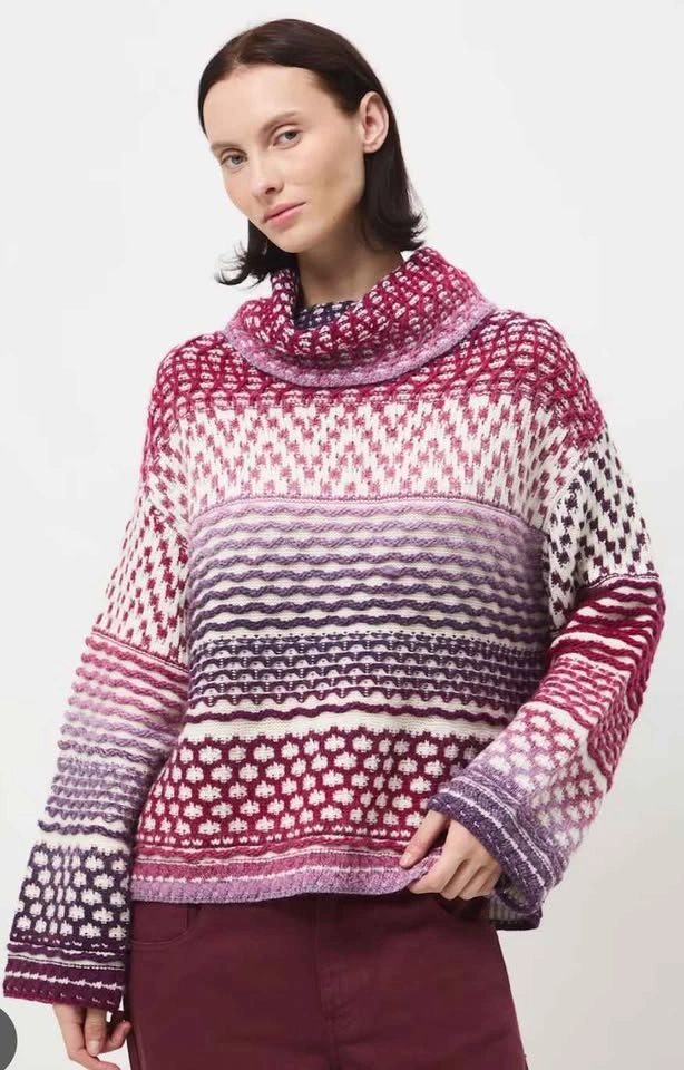 Women’s Oversized Knit Sweater (Patchwork & Gradient) - photo 2