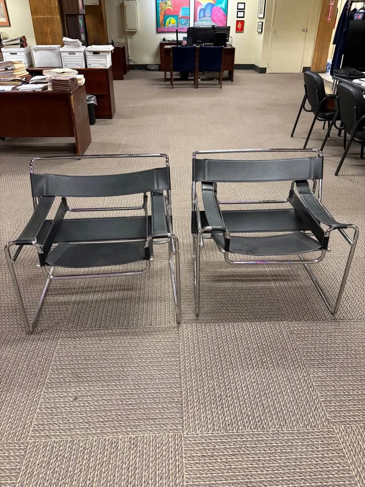 2 Wassily Style Lounge Chair- Chrome and Black Leather - photo 3