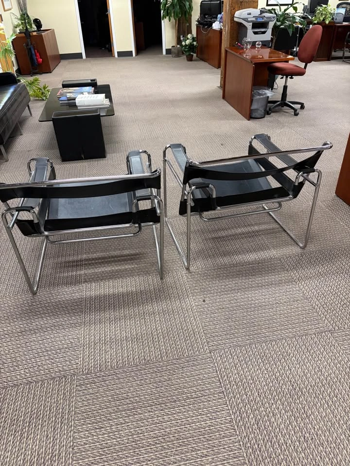 2 Wassily Style Lounge Chair- Chrome and Black Leather - photo 4