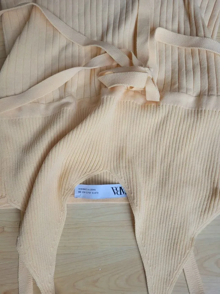 Zara Ribbed Knit Tie-Waist Tank Top - photo 2