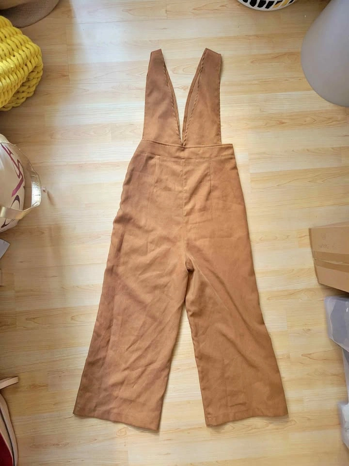 Camel Wide-Leg Jumpsuit Overalls