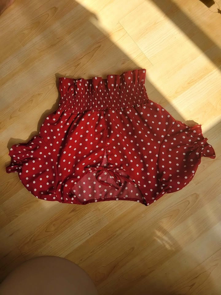 Red Polka Dot Smocked Crop Top - photo 2