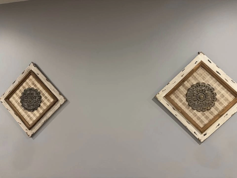 Pair of Rustic Farmhouse Square Wooden Wall Art - photo 2