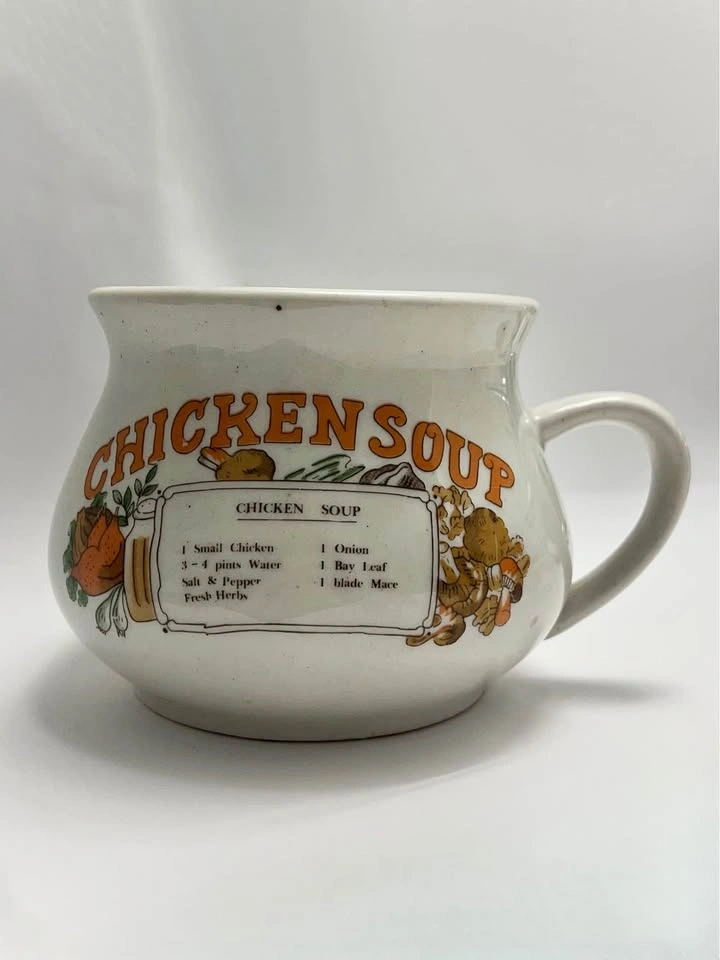 Vintage 1970s MCM Collectible Chicken Soup Cup/Bowl Ceramic