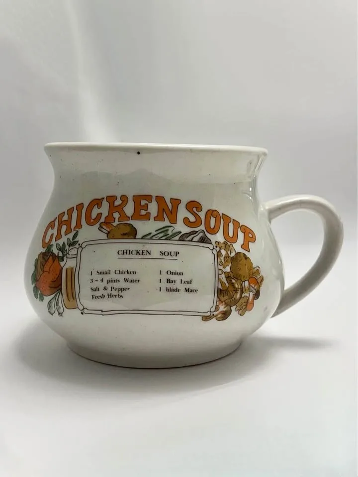 Vintage 1970s MCM Collectible Chicken Soup Cup/Bowl Ceramic