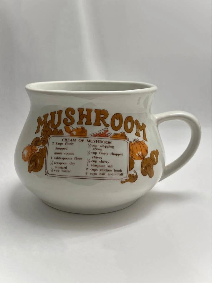 Vintage 1970s MCM Collectible Mushroom Soup Cup/Bowl Ceramic