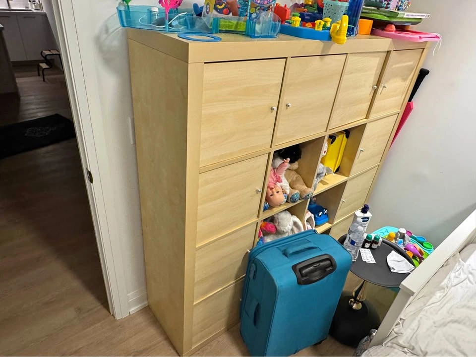 IKEA Kallax 4x4 Shelving Unit with 11 Door Inserts