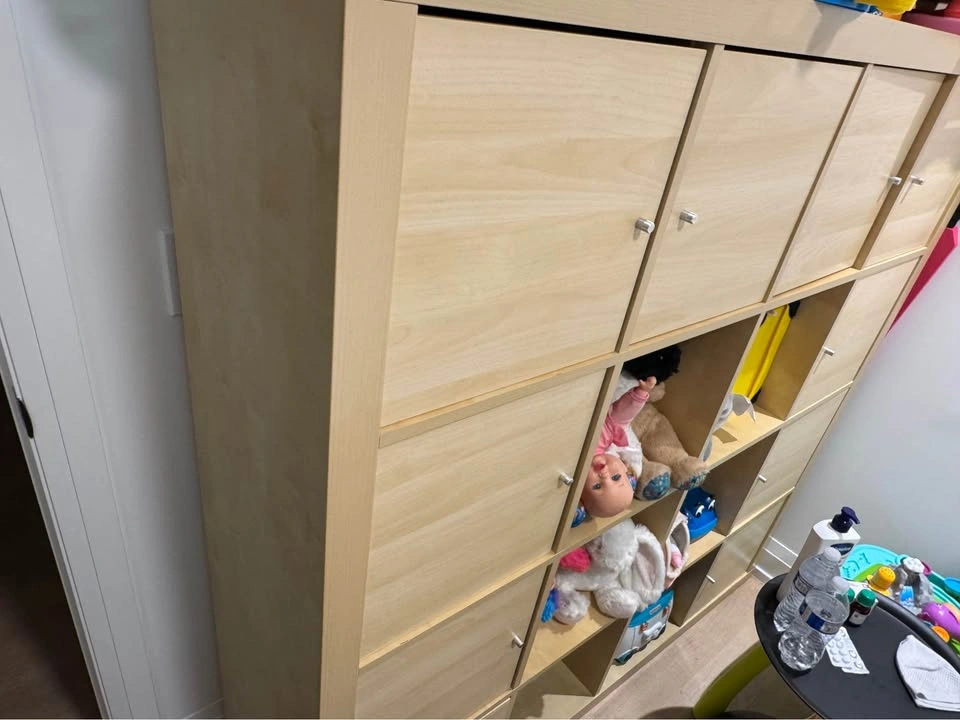 IKEA Kallax 4x4 Shelving Unit with 11 Door Inserts - photo 2