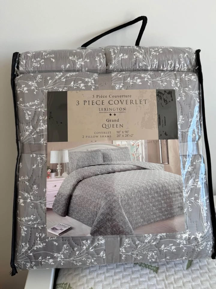 Lexington 3 Piece Coverlet Set Grand Queen Grey - photo 2
