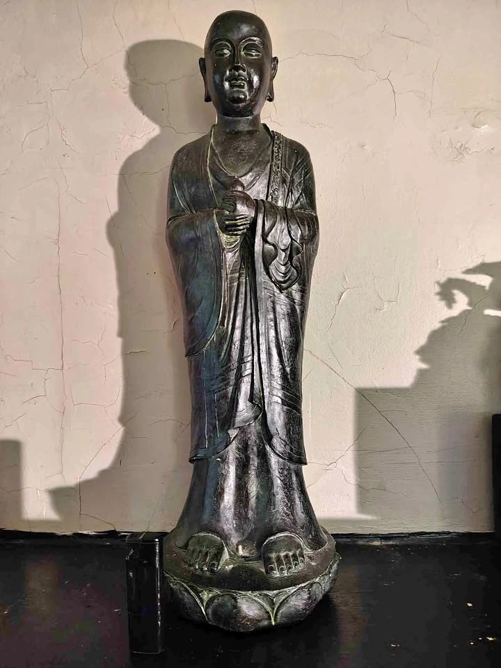 Burmese Mandalay Stole Wooden Monk Statue
