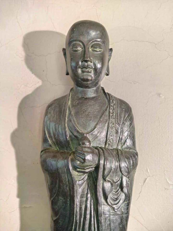 Burmese Mandalay Stole Wooden Monk Statue - photo 2