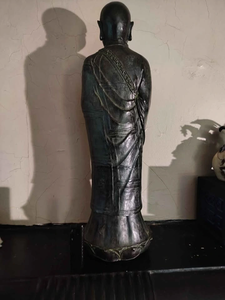 Burmese Mandalay Stole Wooden Monk Statue - photo 4