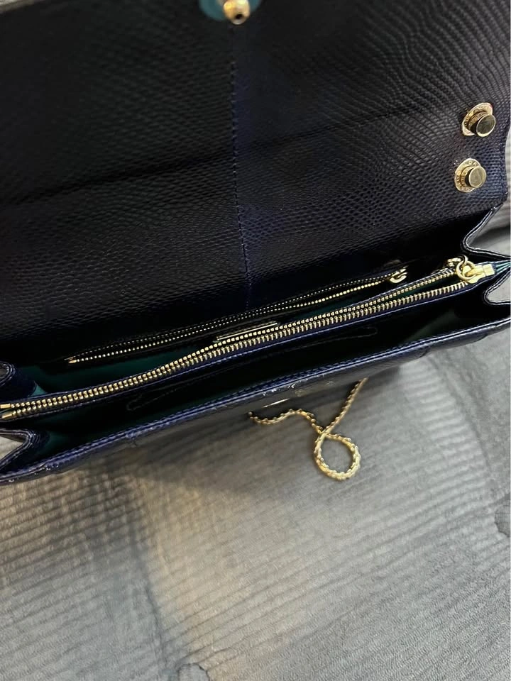 Bvlgari Serpenti Navy Blue Watersnake Leather Shoulder Bag - photo 5