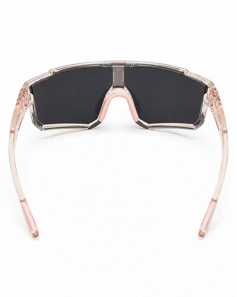 Iridescent Mirrored Shield Sunglasses – Clear/Pink Frame - photo 3