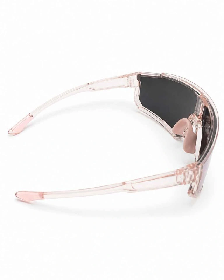 Iridescent Mirrored Shield Sunglasses – Clear/Pink Frame - photo 4