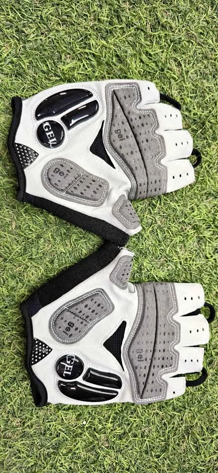 GEL Fingerless Cycling Gloves White Grey