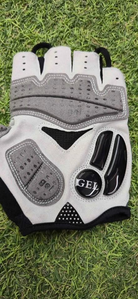 GEL Fingerless Cycling Gloves White Grey - photo 2