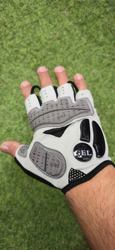 GEL Fingerless Cycling Gloves White Grey - photo 5