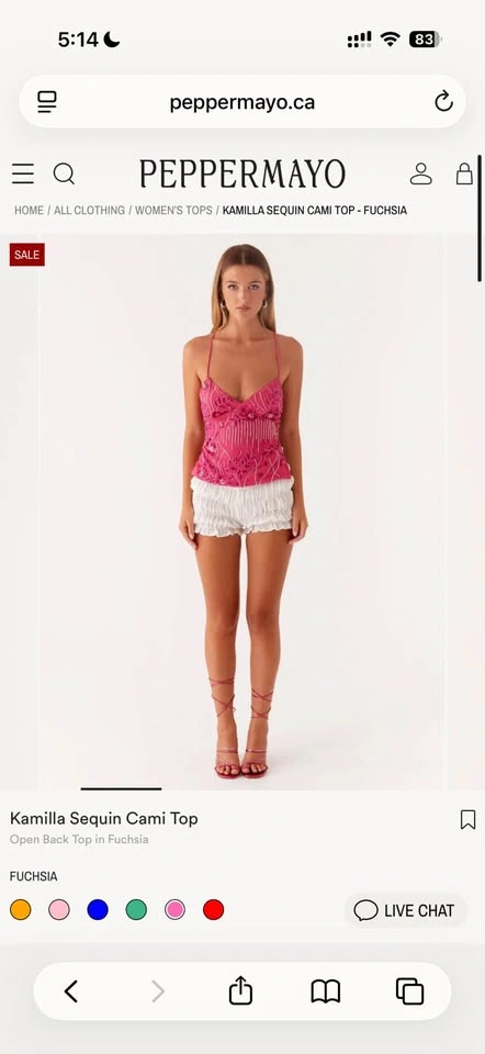 Peppermayo Kamilla Sequin Cami Top in Fuschia - photo 3