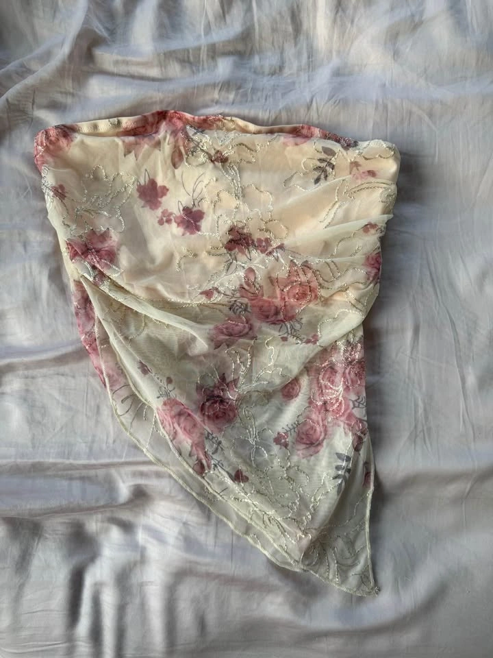 cider cream asymmetrical lace tube top
