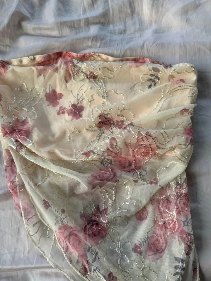 cider cream asymmetrical lace tube top - photo 5