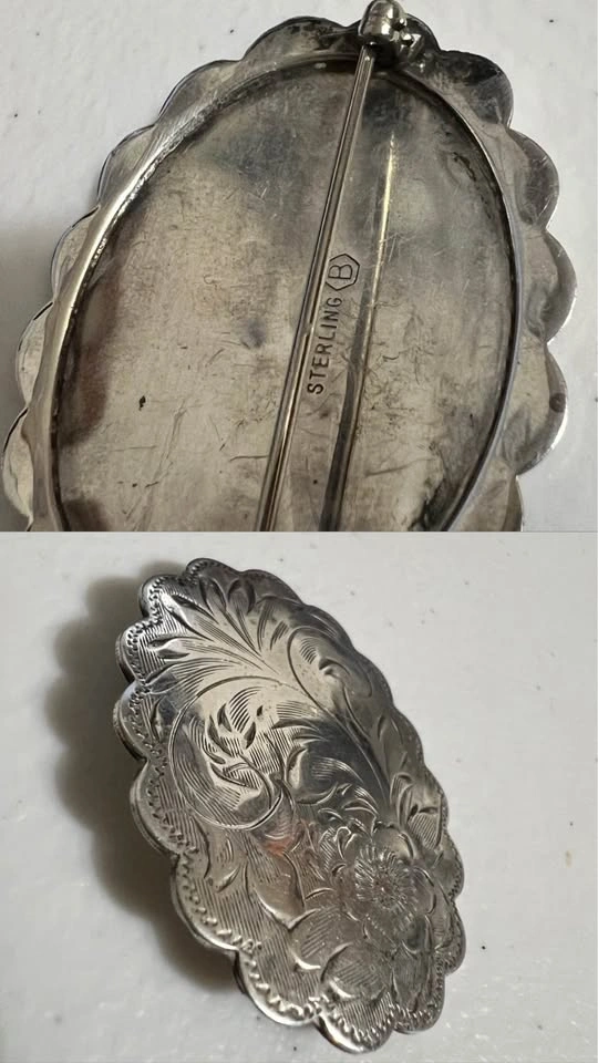 Vintage Sterling Silver Engraved Floral Brooch – 6.6g - photo 2